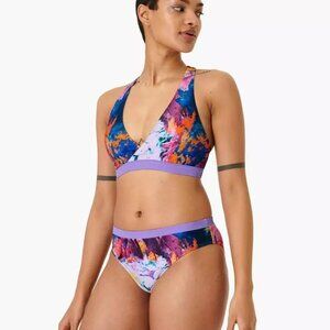 Sweaty Betty Coral Bikini Top Pink Coral Fish Print XS NWT